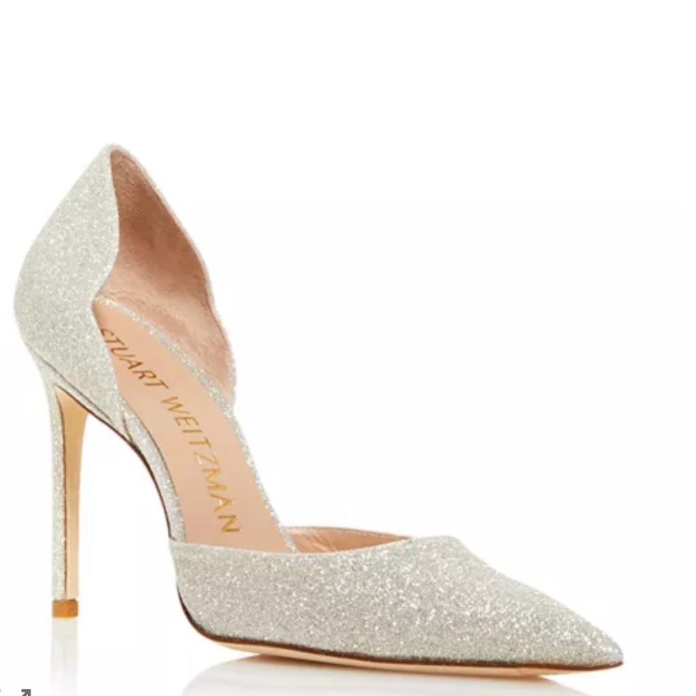 Stuart Weitzman Scallop D'orsay Fig Fine Glitter Pump  Size 10